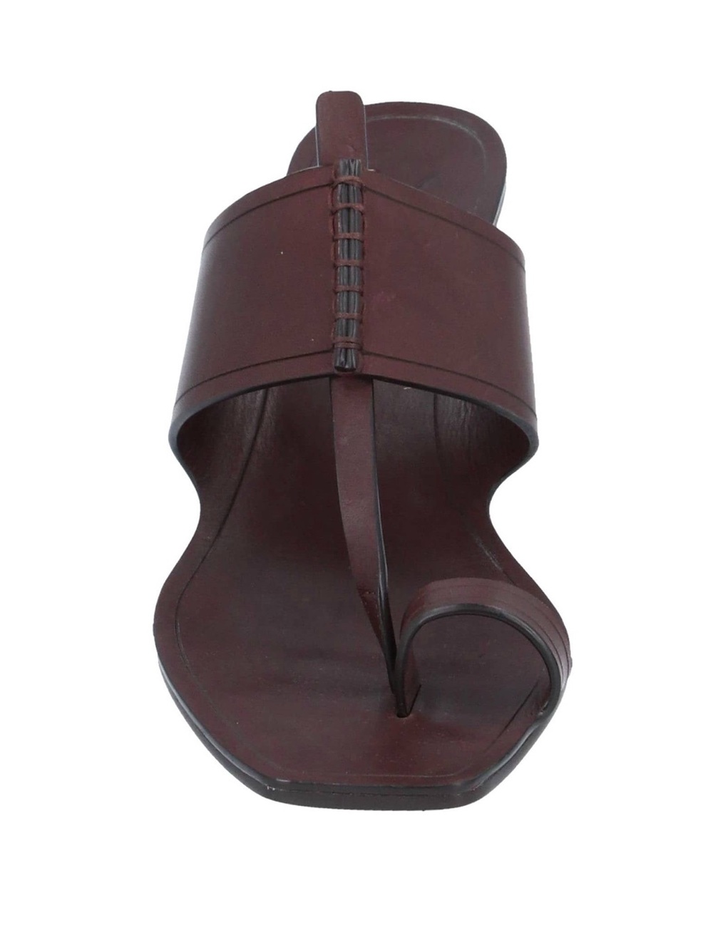 YSL Brown Leather Toe-Ring Slide Sandal